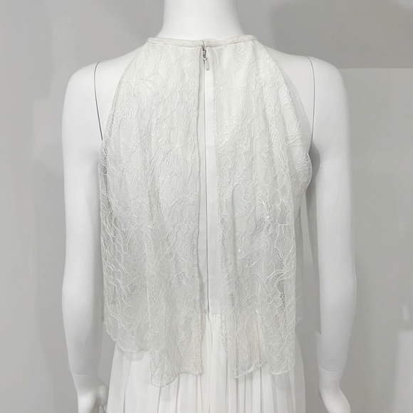 NWT SAMPLE AFTERSIX 6733 bride bridesmaid size 8 IVORY Lace Lux Chiffon PRISTINE - Picture 6 of 8